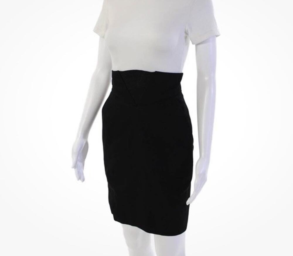 Authentic Chanel Boutique- High Waist Knee Length Pencil Skirt Black Sz Small